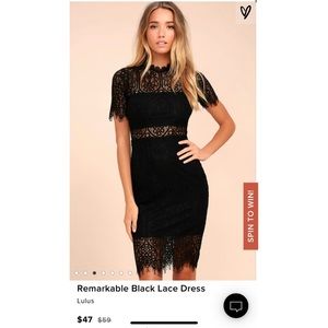 Lulu’s Remarkable Lace Mock Neck Sheath Midi Dress
